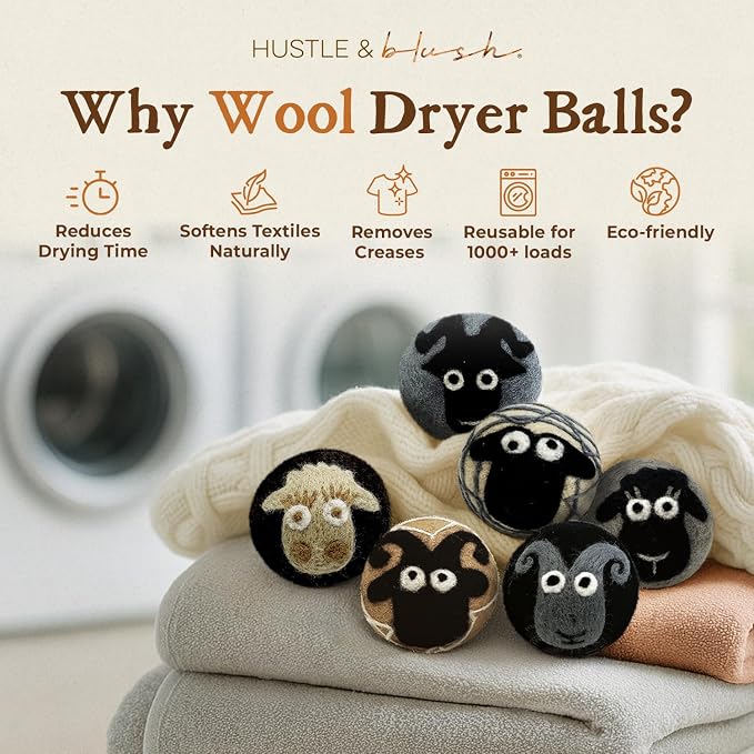 Fluff Ewes Wool Dryer Balls 6 Pack Premium New Zealand Wool Laundry Balls - Image 2