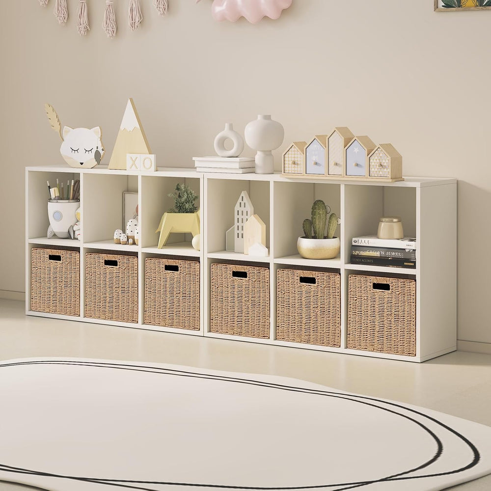 Foldable Storage Baskets with Handles Paper Rope Storage Baskets Rectangle Co...
