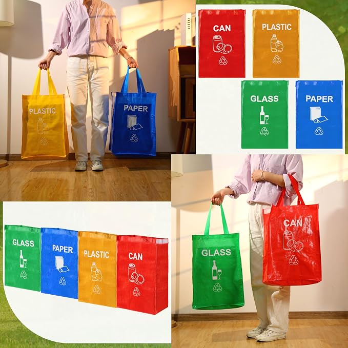 4 Pcs Recycling Bin Bags Separate Recycle Bin Waterproof Waste Baskets - Image 6