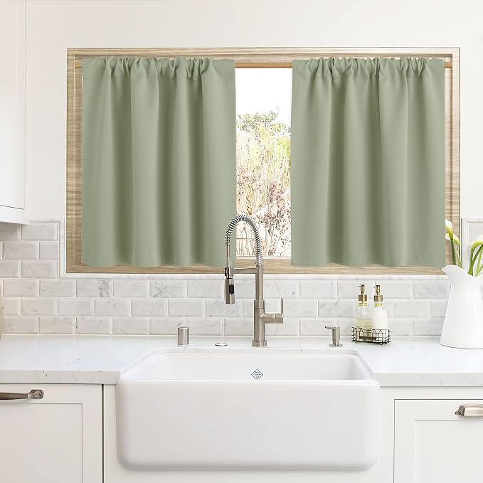 RYB HOME Blackout Curtains for Kitchen, Over Sink Privacy Curtains Window Decor by RYBHOME