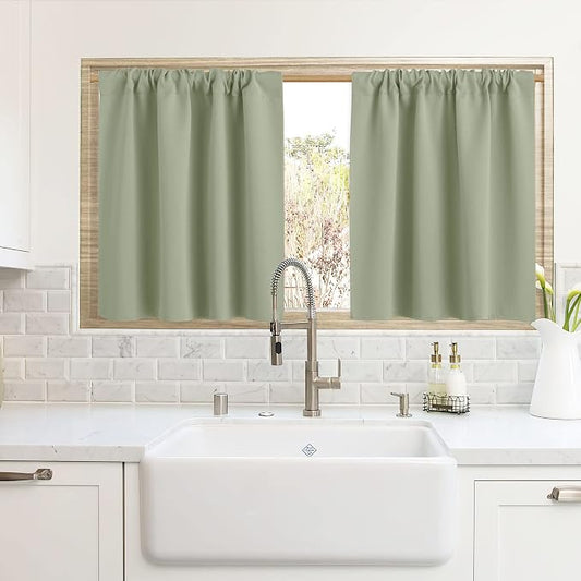 RYB HOME Blackout Curtains for Kitchen, Over Sink Privacy Curtains Window Decor by RYBHOME