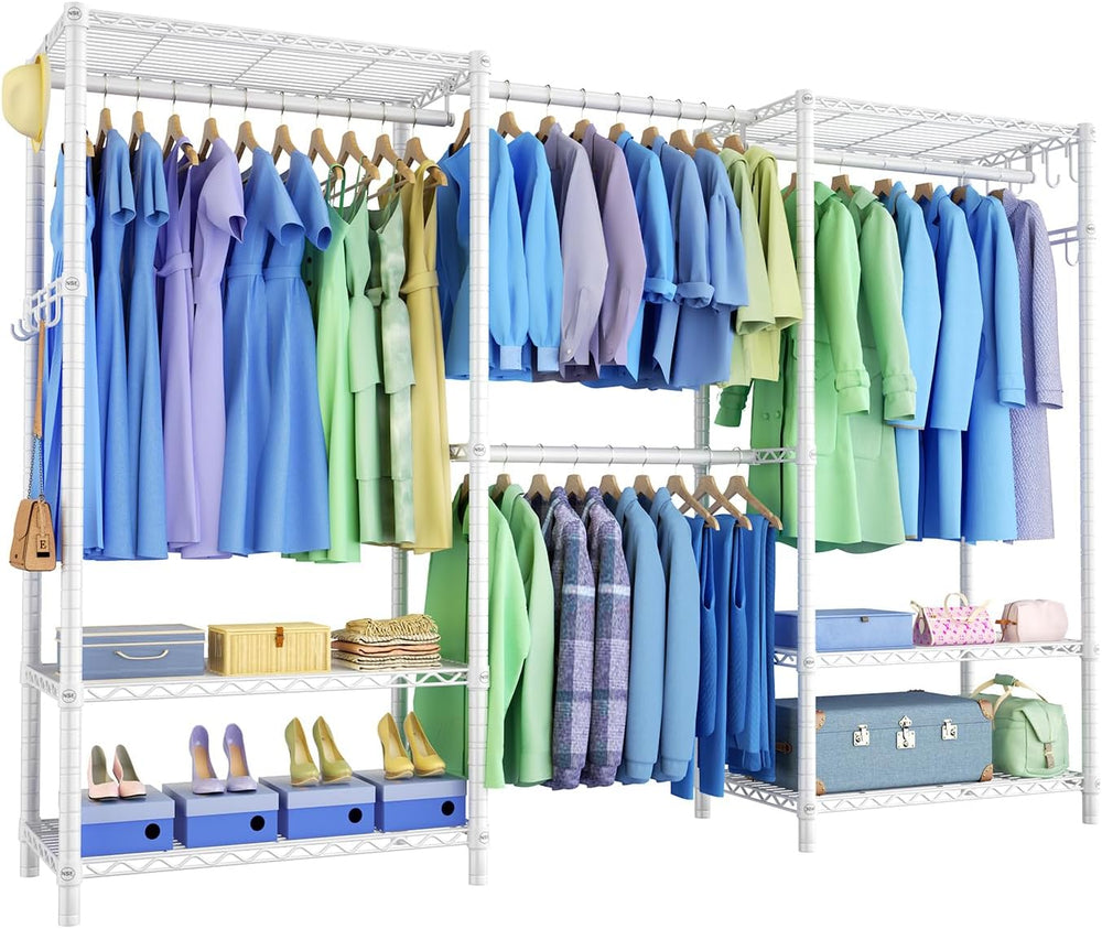 Clothing Rack for Hanging Clothes: Heavy Duty Clothes Rack, 71.5-91" W E...