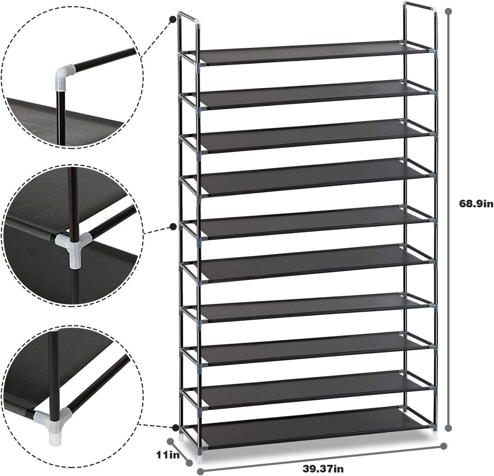 10 Tiers Shoe Rack Non-Woven Fabric Shoe Organizer, Shoe Storage Tower Cabine...