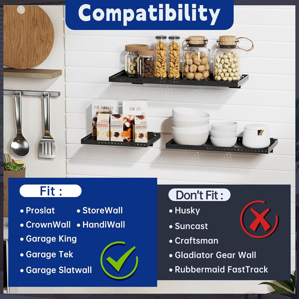 Heavy Duty Slatwall Shelf 16x12Inch, Steel Slatwall Accessories Storage Rack ...