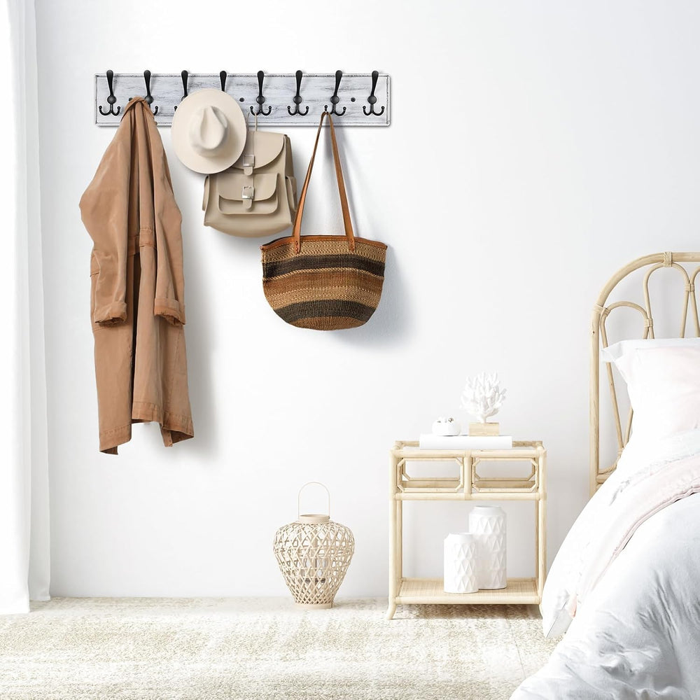 Coat Rack Wall Mount, Wooden Heavy Duty Coat Rack for Wall,8 Triple Coat Hang...