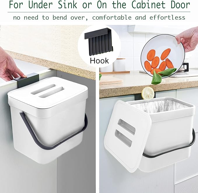 LALASTAR Trash Can with Lid, Wall-Mounted Under Sink Small Garbage Can - Image 3