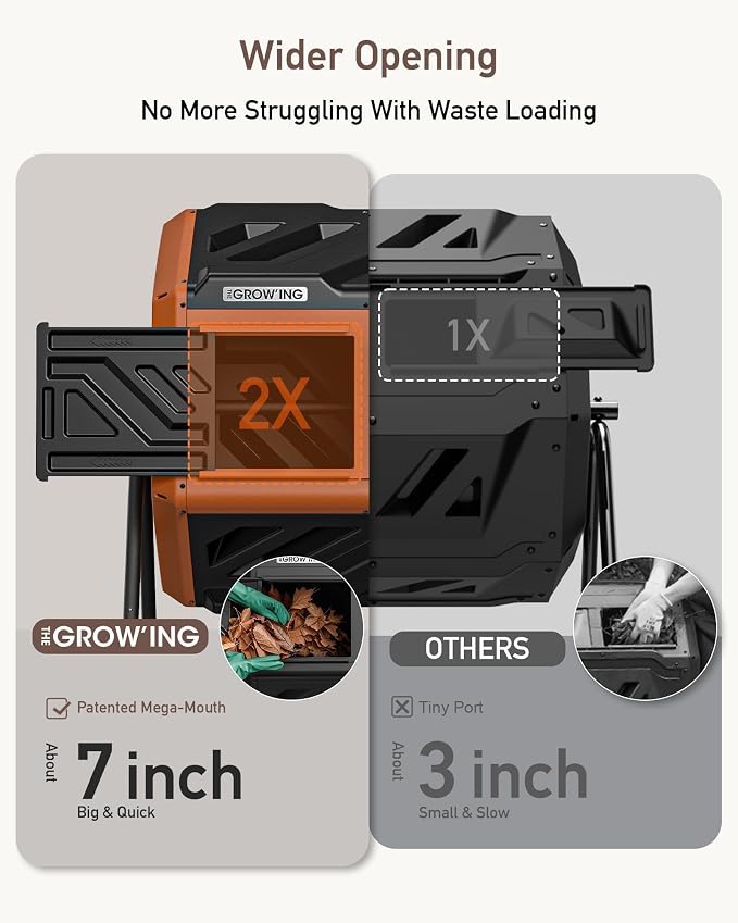 THEGROW'ING Updated 43 Gallon Outdoor Compost Bin.
