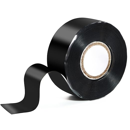 Self Fusing Silicone Tape 1 in x 16.4' Black Waterproof Rubber Leak Proof by PackYard