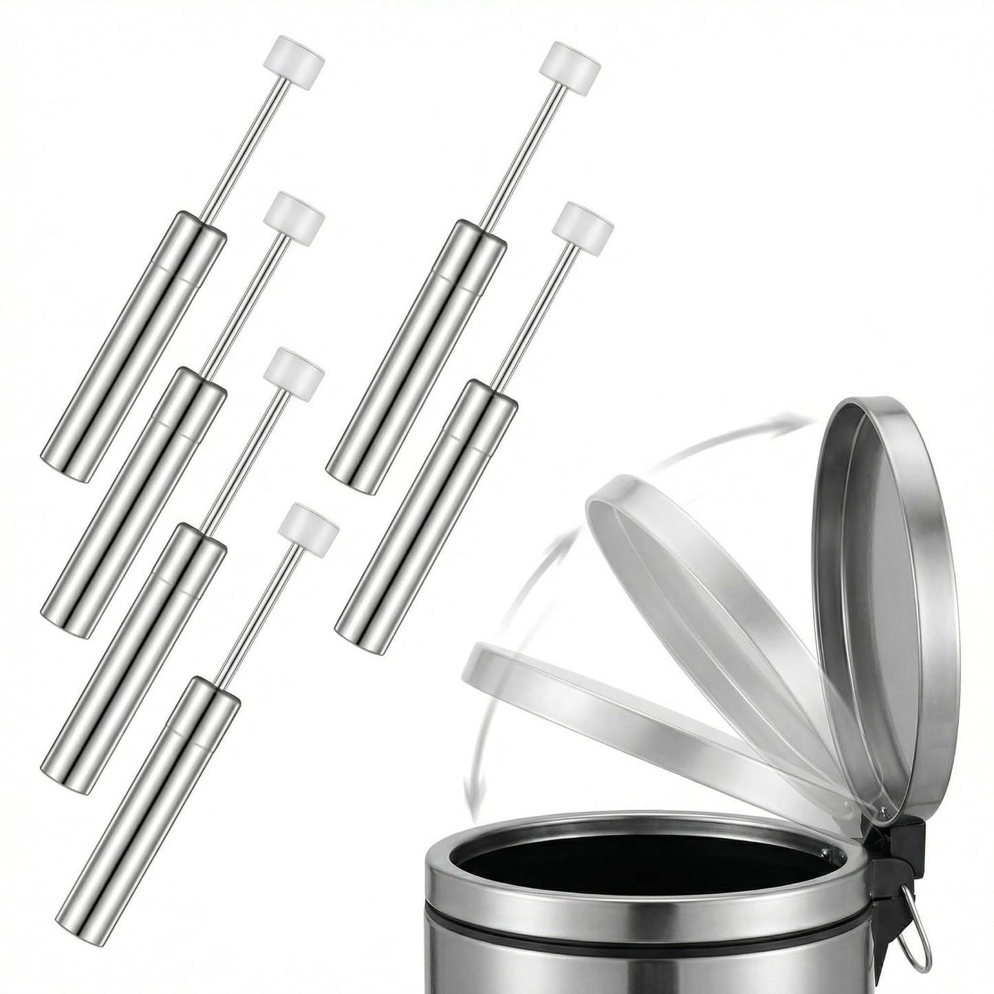 ABOOFAN 6 Pack Soft-Close Trash Can Damper Pistons, 85 mm, 55–58 N | Hydraulic Cushioning for Smooth, Quiet Garbage Can Lid Closing in Kitchens, Offices, and Shared Spaces