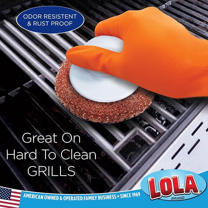 LOLA Copper Mesh Scouring Pad w/Comfort Knob, Heavy Duty Cleaning Pads - Image 4