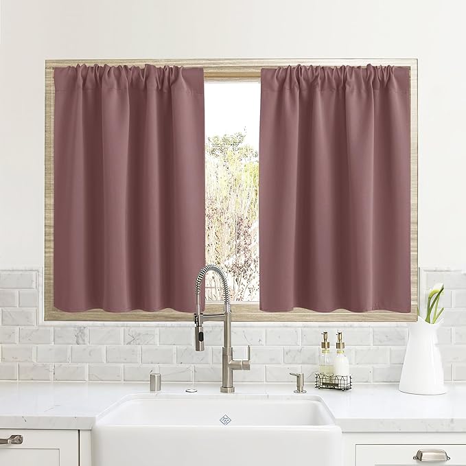 RYB HOME Small Window Curtains for Kitchen, Thermal Insulated Privacy Shades by RYBHOME