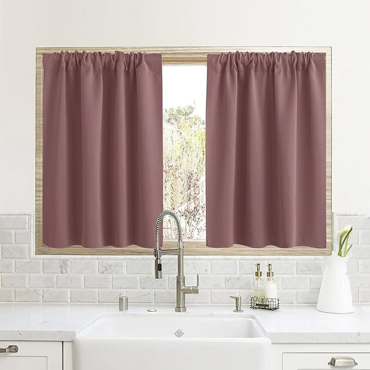RYB HOME Small Window Curtains for Kitchen, Thermal Insulated Privacy Shades by RYBHOME