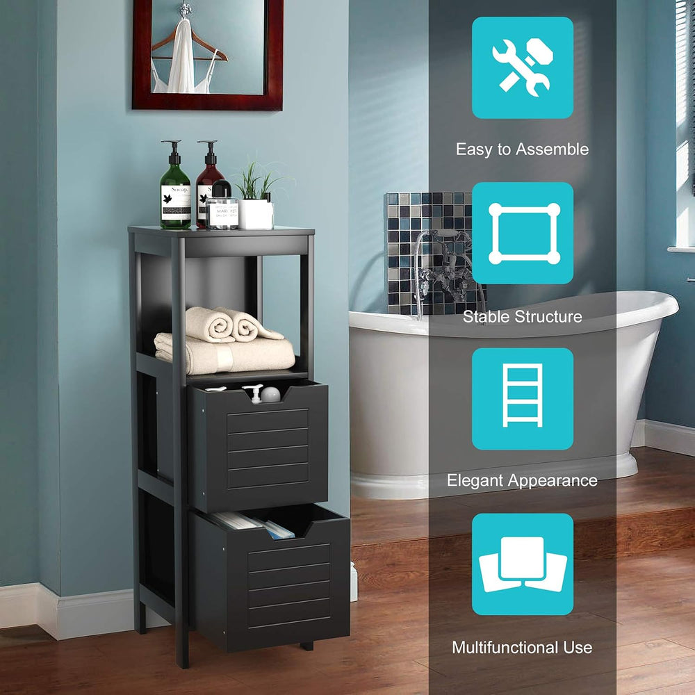 DORTALA Bathroom Storage Cabinet, Multifunctional Wooden Storage Rack Organiz...