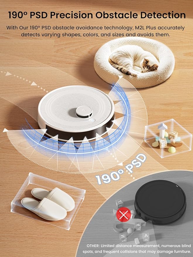 Lefant M2L Plus LiDAR Robot Vacuum and Mop, 190° PSD Obstacle Avoidance - Image 4