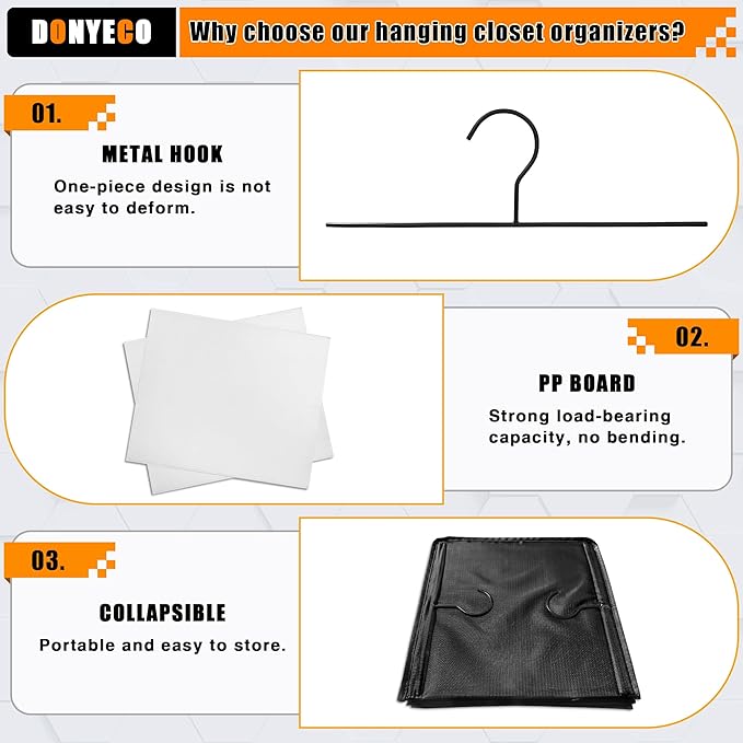 Hanging Closet Organizer and Storage 5-Shelf, Easy Mount Foldable Hanging - Image 6