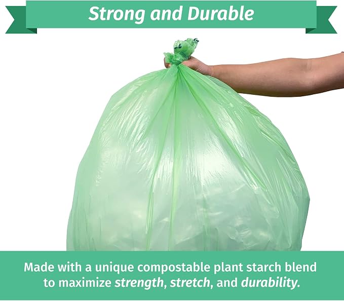 Reli. Compostable 33 Gallon Trash Bags | 80 Count Bulk | ASTM D6400 | Green | - Image 3