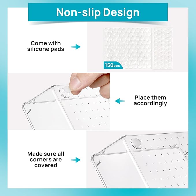 Vtopmart 28 PCS Clear Plastic Drawer Organizers Set, 4-Size Bathroom and Vanity - Image 7