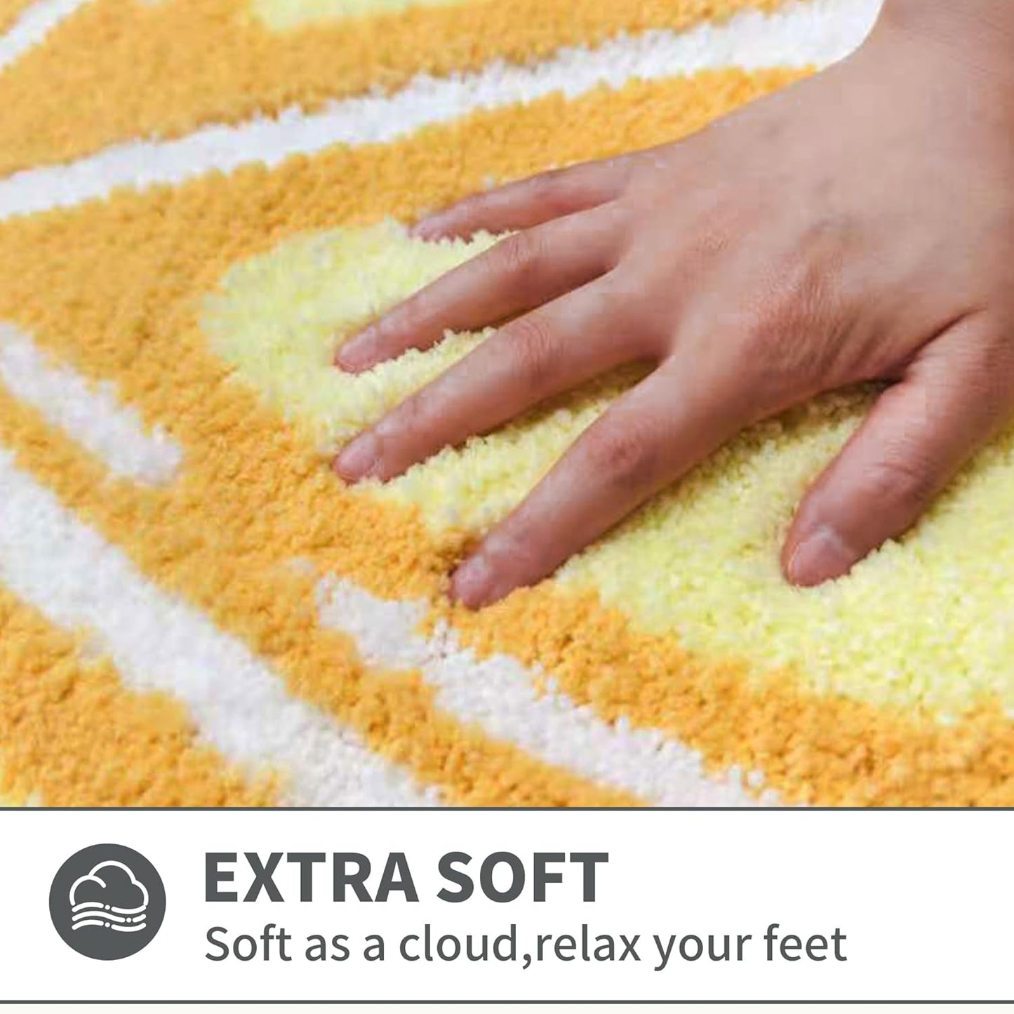 Cute Fruit Bath Rug, Summer Lemon Bath Mat, Soft Plush Fluffy Absorbent Quick Dry Shower Rug, High-Low Pile Non Slip Floor Mat for Bathroom, Bedroom, Living Room, Kitchen Sink & Kids Room, 19.6"x35"