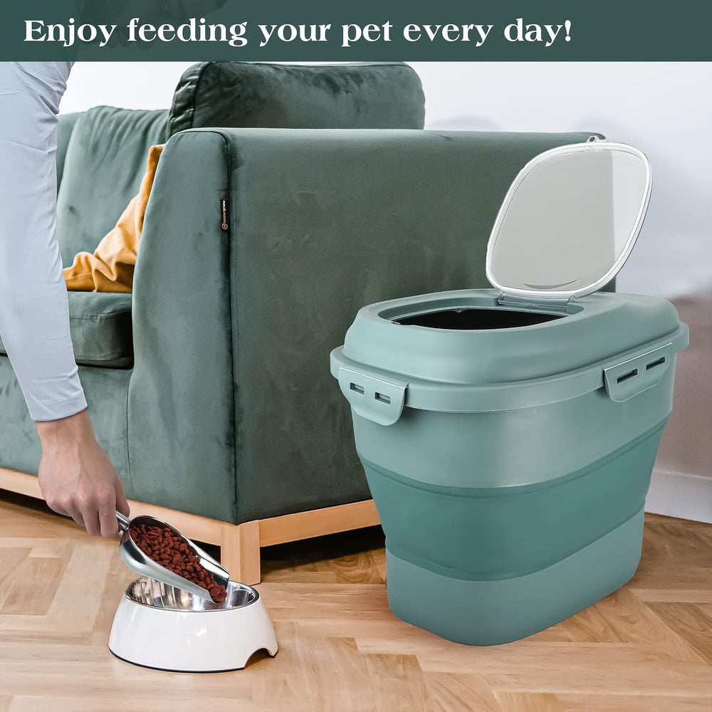 TIOVERY Dog Food Storage Container, Airtight Collapsible 13lb to 30lb Pet Foo...