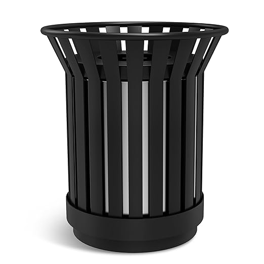 25.2IN Large Round Large Outdoor Trash Can, Heavy Duty Metal Slatted Garbage by Gaonala