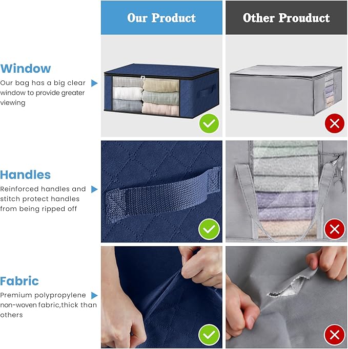 HomeHacks Storage 6-Pack Clothes Organizer Storage Bags Foldable Storage Box - Image 5