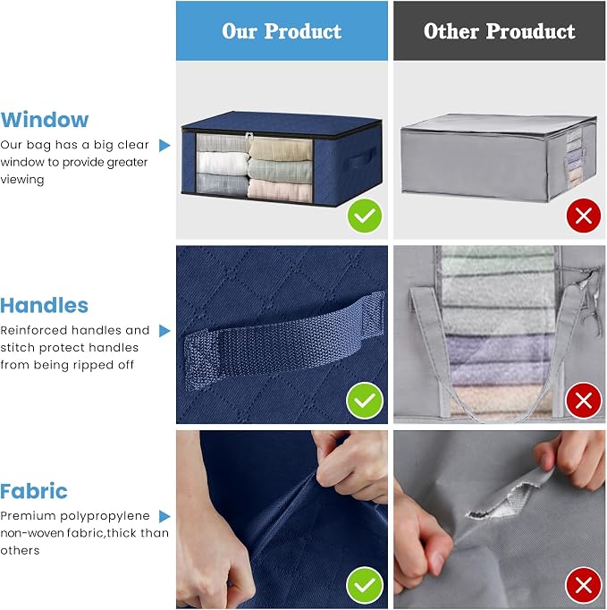 HomeHacks Storage 3-Pack Clothes Organizer Storage Bags Foldable Storage Box - Image 5