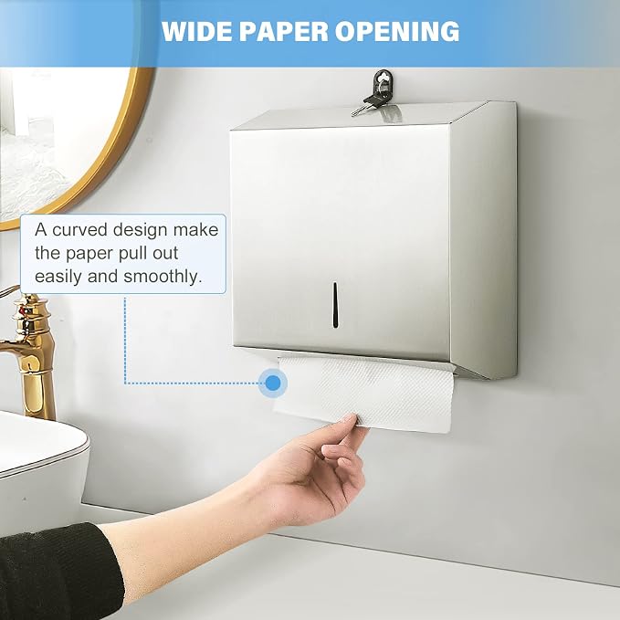 Paper Towel Dispenser Wall Mount Commercial, C Fold Multifold Hand Paper Towel - Image 2