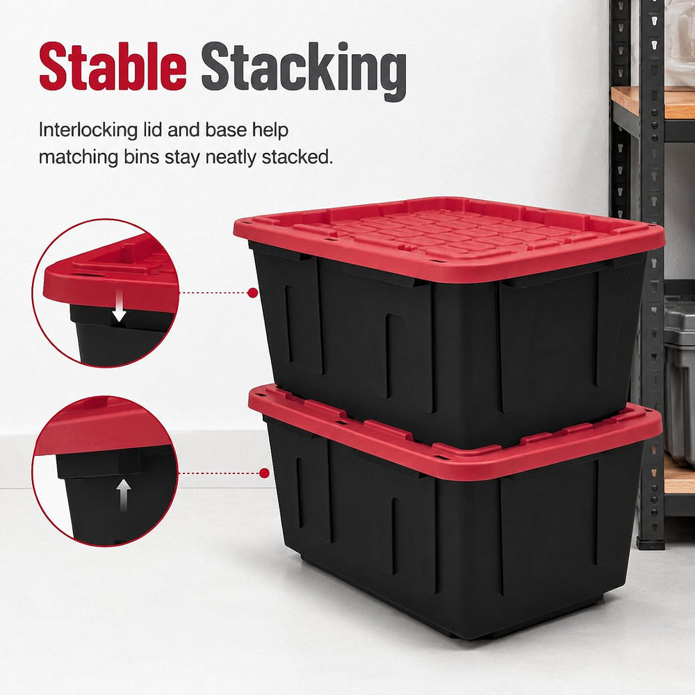 27 Gallon Heavy Duty Storage Bin 4-Pack Stackable Garage Tote for Racks