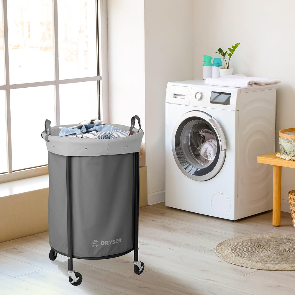 Dryser Laundry Basket with Wheels, 65 Gal. Commercial Round Rolling Laundry H...