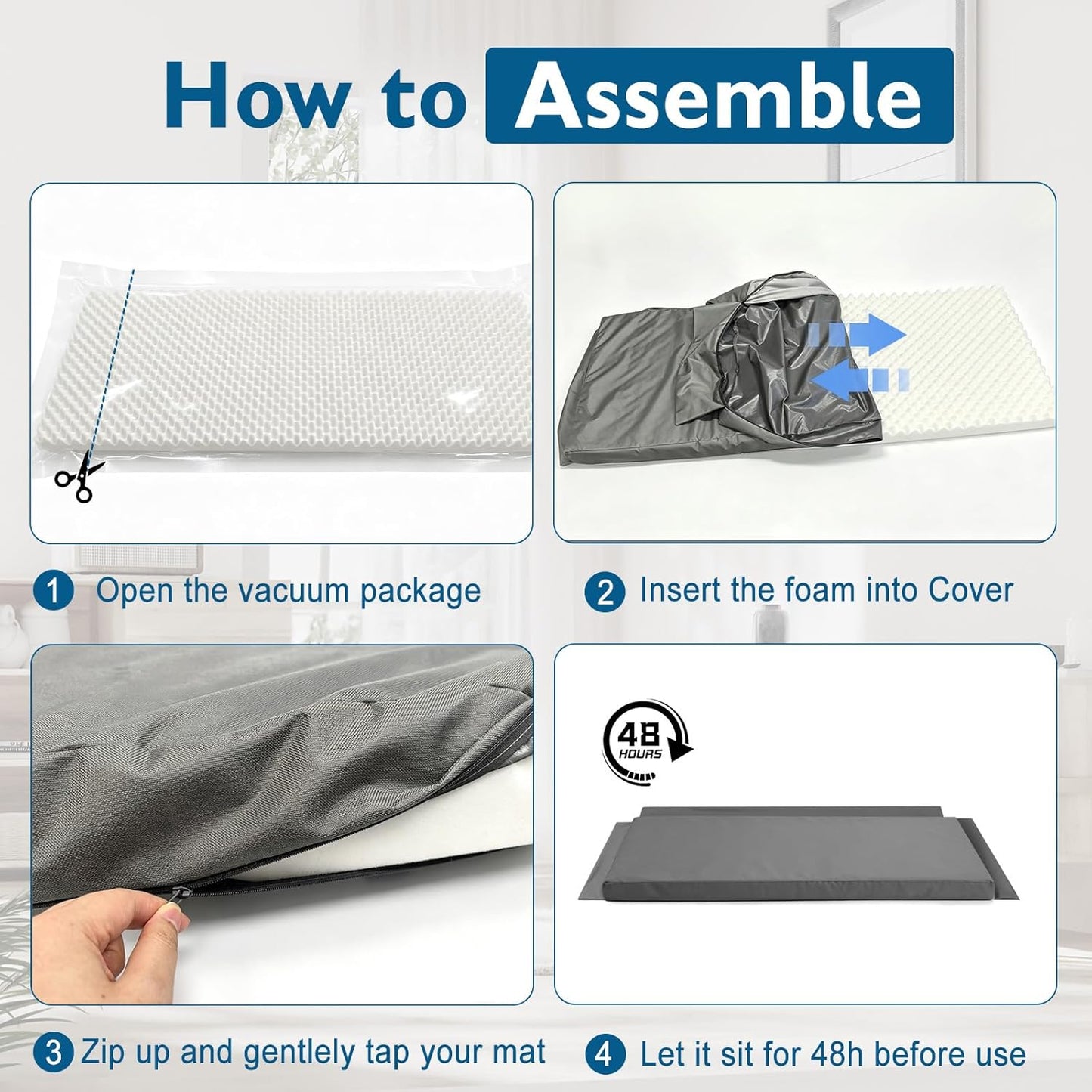 71 x 27.5 x 3 Inch Egg Crate Foam Sofa Topper, Thick Couch Topper Cushion with Triple-Sided Extended Flaps & Washable Cover, Non-Slip High-Density Foam Pad for Living Room & RV