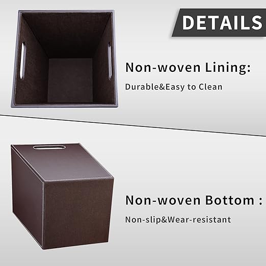 Leather Trash Can Bathroom Wastebasket, 16L/4.2 Gallon Office Garbage Can - Image 5