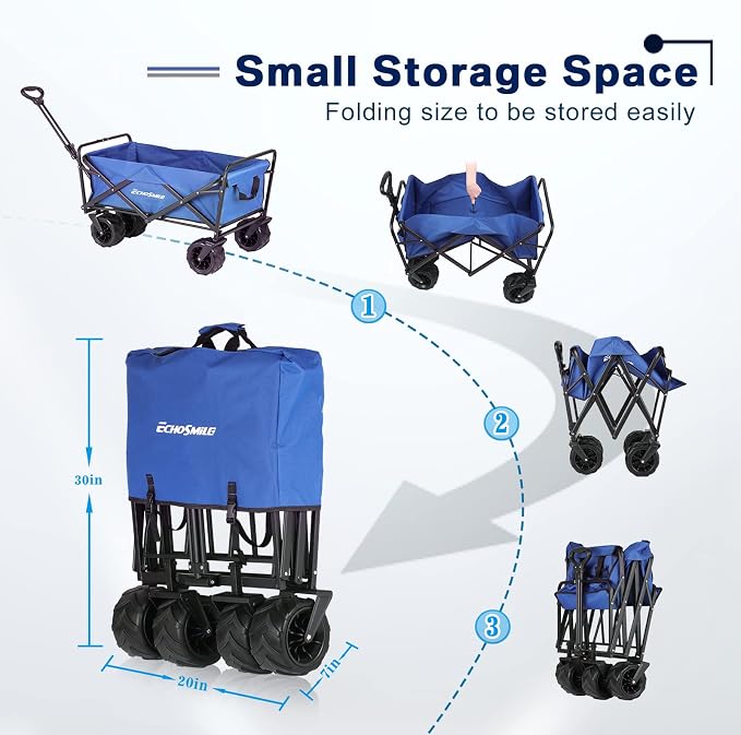 EchoSmile Heavy Duty 350 Lbs Capacity Collapsible Wagon, Outdoor Folding - Image 4