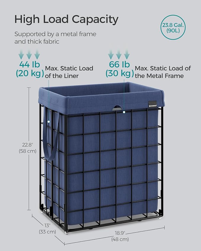 SONGMICS Laundry Hamper, 23.8 Gal. Laundry Basket, Collapsible Clothes Hamper - Image 5
