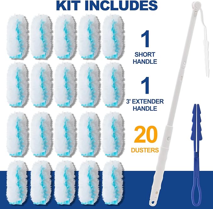 20 Duster Refills & 2 Handle for Cleaning Home & Car, Heavy Duty Multi Surface - Image 7