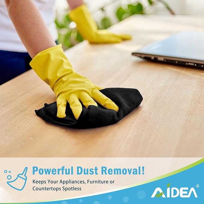 AIDEA Microfiber Cleaning Cloth Black 8PK, Microfiber Towels - Image 3