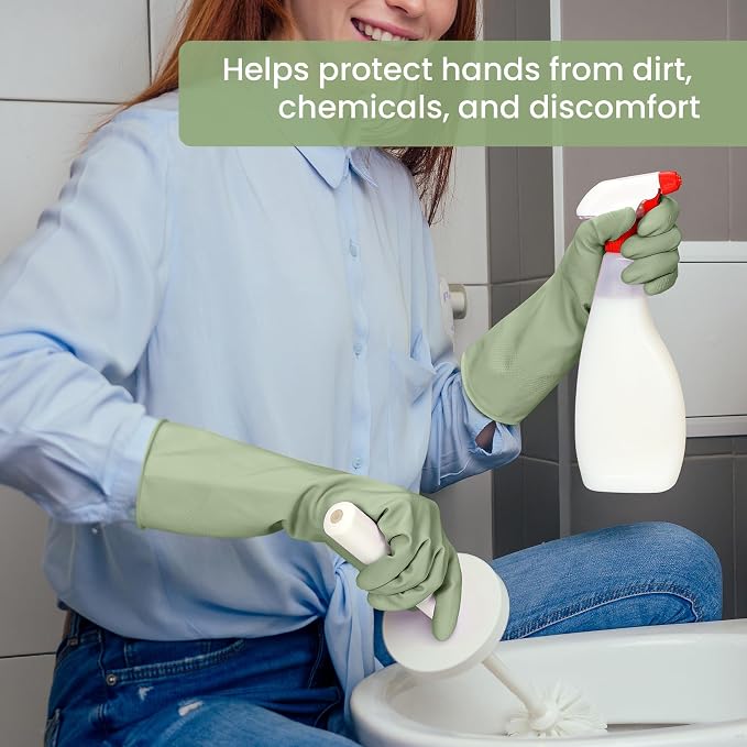 Rubber Cleaning Gloves for Dishwashing, 4 Pairs Reusable Kitchen Gloves for - Image 4