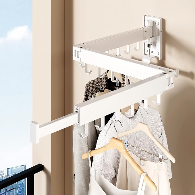 Wall Mounted Collapsible Clothes Drying Rack, Space-Saving Laundry Drying Rack - Image 4