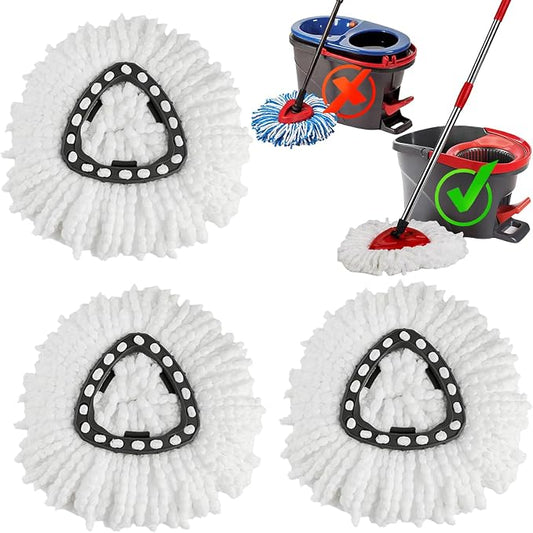 3 Pack Spin Mop Replacement Heads, 100% Microfiber Spin Mop Refills by APOCHON