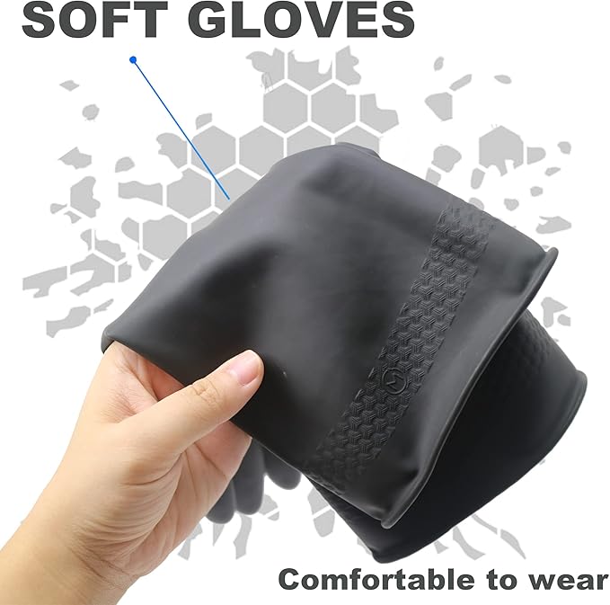 Chemical Resistant Latex Gloves, Cleaning Protective Safety Work Heavy Duty - Image 4