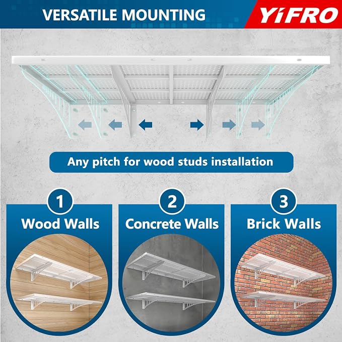 4-Pack 1.5x4ft Heavy Duty Garage Wall Shelving, 1000 lbs Load Capacity