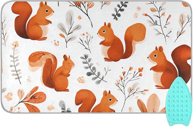 Squirrels and Fall Leaves Ironing Mat by Tatenale