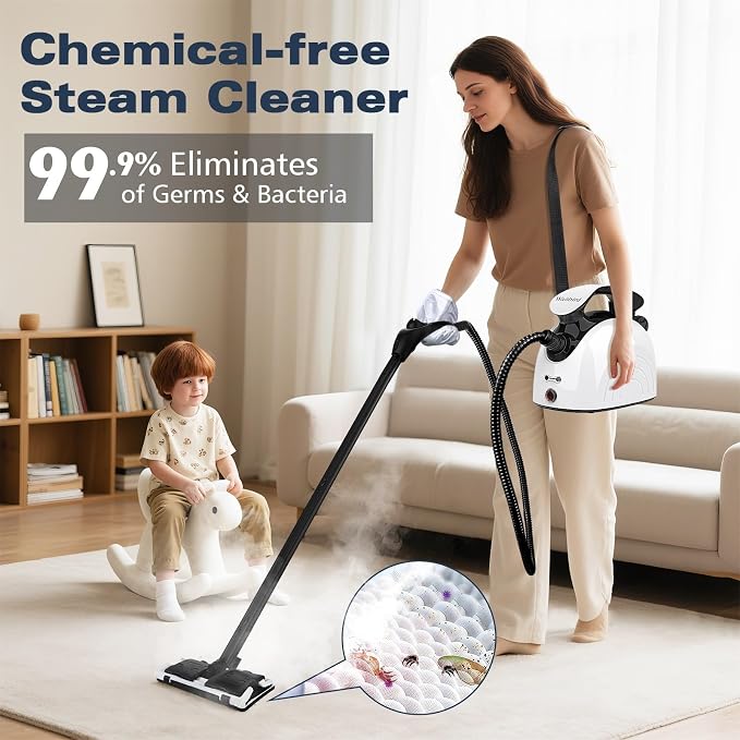 Steam cleaner, equipped with 21 specialized accessories, 1.08-liter water tank - Image 2
