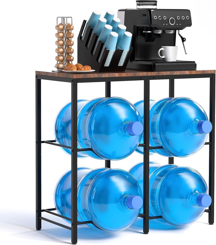 Klvied 2-Tier Water Jug Rack, 5 Gal, Wood Top