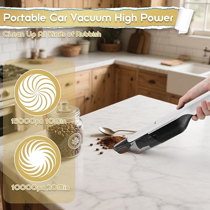 Handheld Vacuum Cordless, 15KPA High Power Suction, USB Quick Charge, Car - Image 5