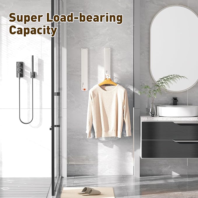 Clothes Drying Rack, Laundry Room Wall Mounted Retractable Clothes Hanger - Image 6