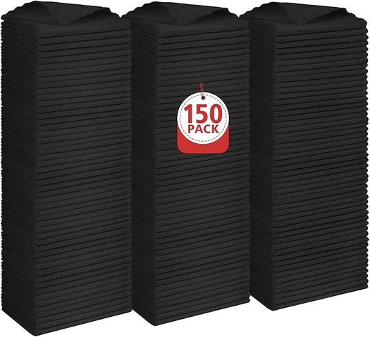 Orighty Black Microfiber Cleaning Cloth, 150 Pack Highly Absorbent Cleaning by AllRightinOrighty