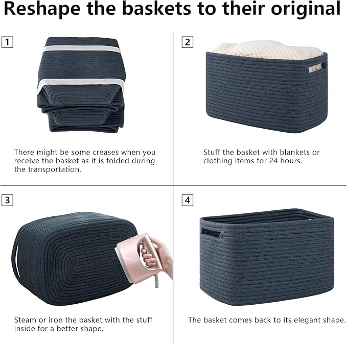 OIAHOMY 4 Pack Storage Baskets for Organizing, Cube Storage Bins for Shelves - Image 7