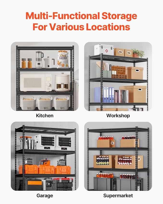 VEVOR Storage Shelves, 2500 lbs, 5 Tier Heavy Duty Garage Shelving, - Image 8