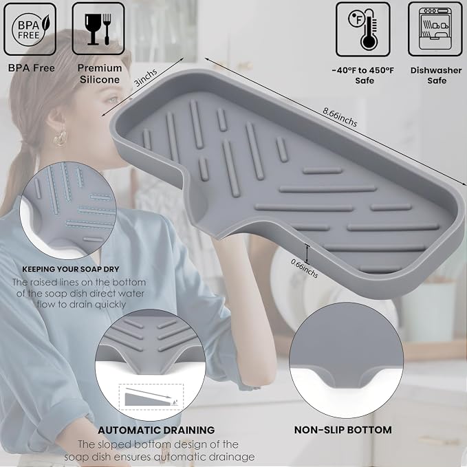 Silicone Bathroom Soap Dishes, Sponge Holder - Image 2