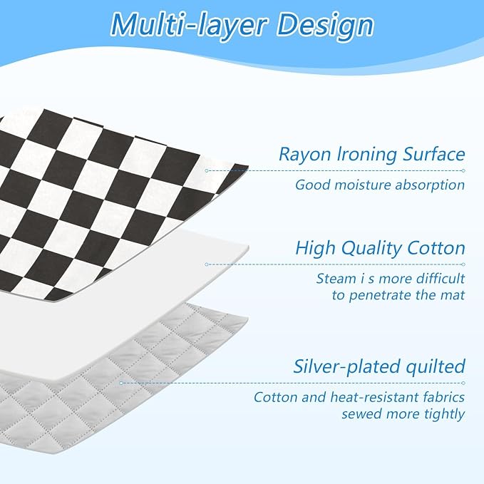 Checkered Black Ironing Mat Thickened Ironing Blanket Travel Portable - Image 4